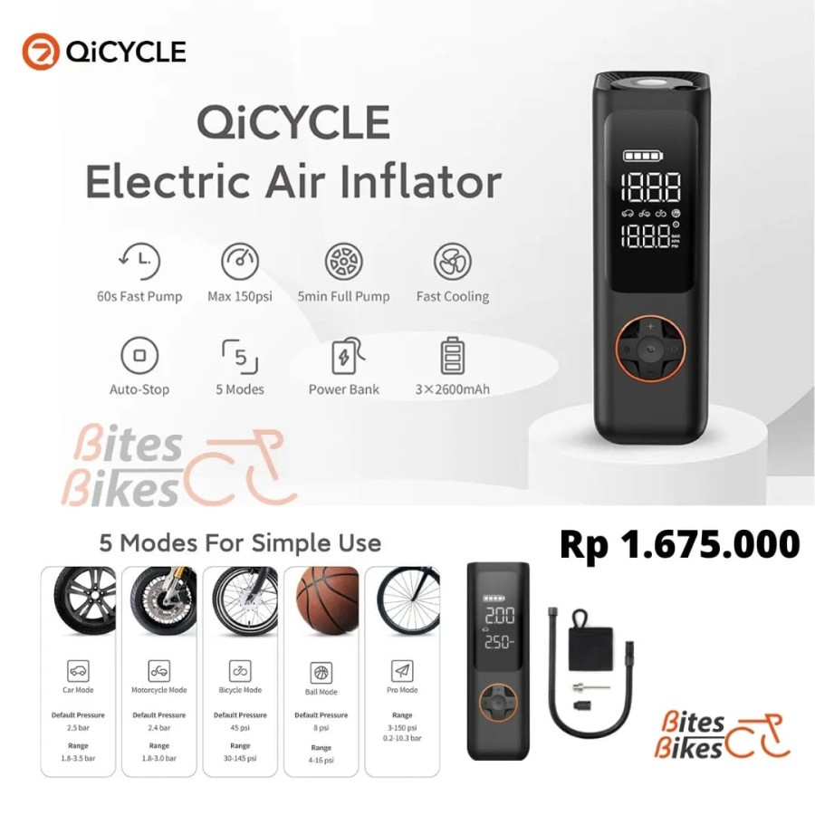 QiCYCLE Portable Electric Air - Pompa Elektrik