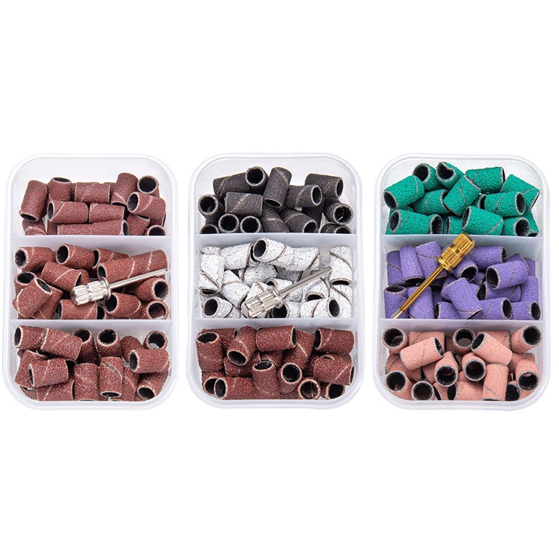 80 /120Ikatan Topi Amplas Kuku Band Untuk Mesin Kuku Elektrik Nail Drill Bits UV Gel Acrylic Polish Remover Nail Tools