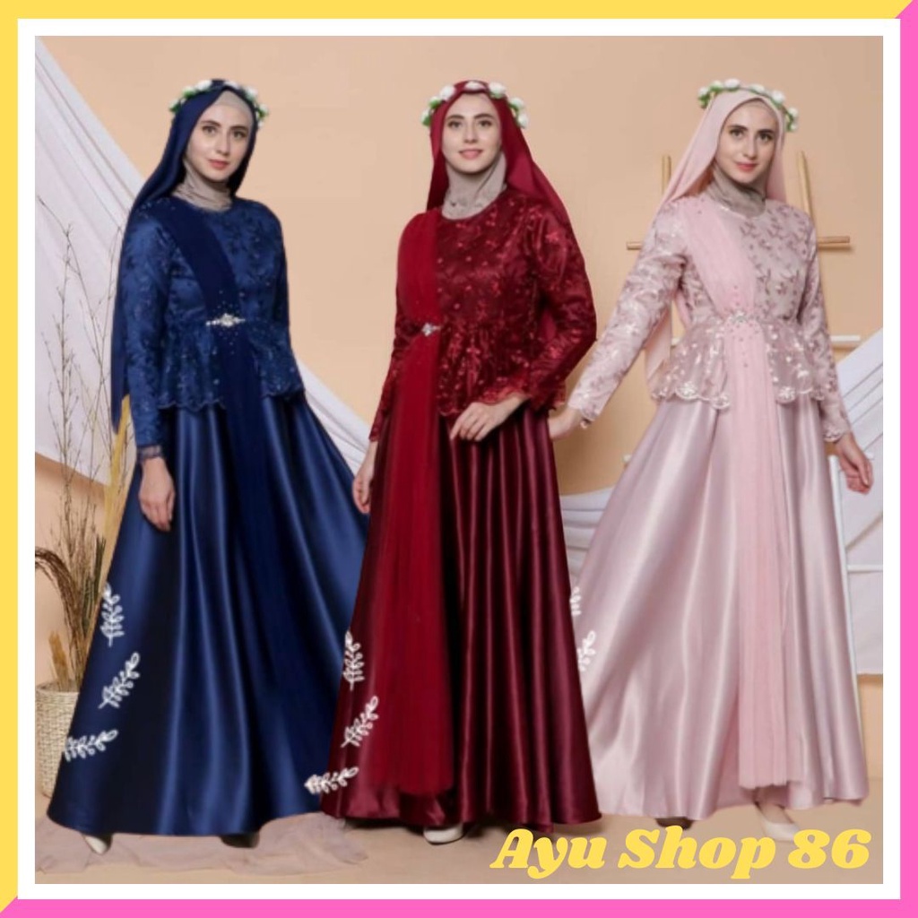 Baju Gamis Maxi Dress Pesta Pakaian Wanita Muslimah Dewasa Mewah Elegan Anggun Cantik Trendy Murah M