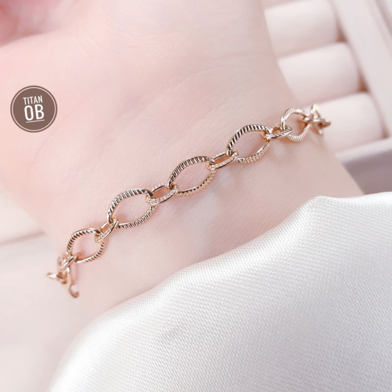 Gelang Rantai Titanium Gold dan Rosegold N25032003