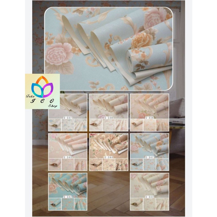 WALLPAPER VINYL BUNGA / WALLPAPER DINDING VINYL ROSE