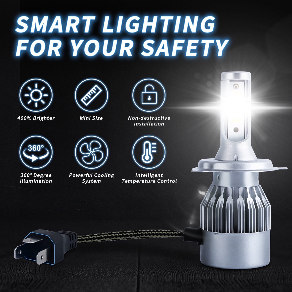 LAMPU C6 LED 36W COB MOBIL SOCKET 1 SET Headlamp Headlight Light Utama Foglamp Head Fog Lamp H1 H3 H4 H7 H8 H11 Terang Super Bright