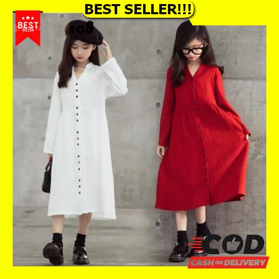Baju Dress Pesta Anak Perempuan Usia 7 8 9 10 11 12 Th Import Korean Style Modern Murah Trend Asa Ki