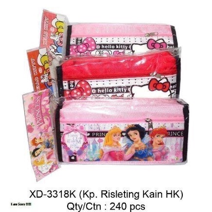 

Pencil case kain sleting 2 motif princess atau hello kitty satuan RATU.SHOP25