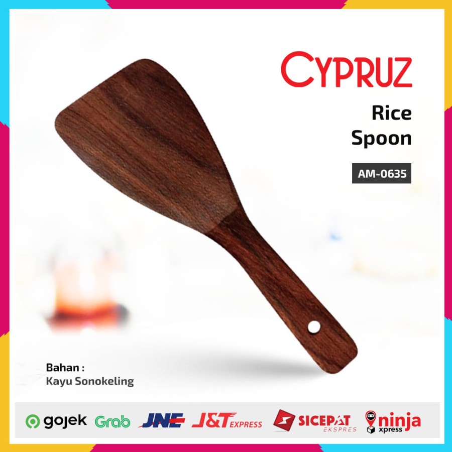 Cypruz Centong Nasi Kotak Kayu Sonokeling / Rice Spoon AM-0635