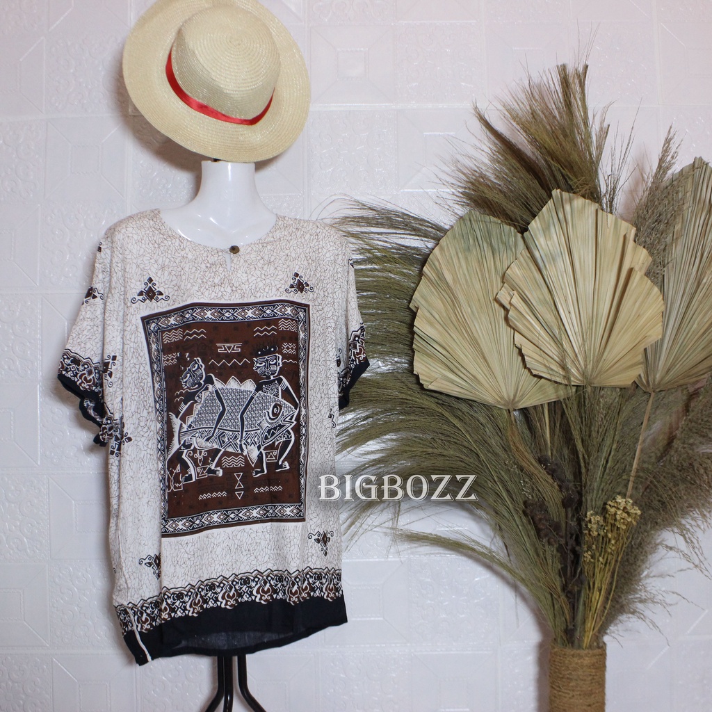 BIGBOZZ - COD - BAJU KATUN MOTIF ASMAD IKAN PUTIH PRIA DAN WANITA / BAJU PANTAI / KAOS PANTAI / BAJU