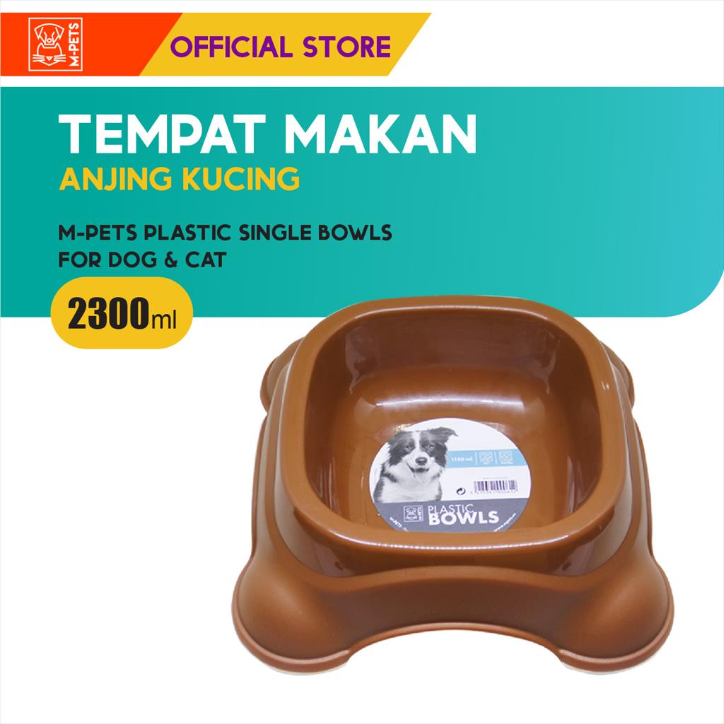 M-Pets Plastic Single Bowl 2300 ml / Tempat Makan Anjing Kucing