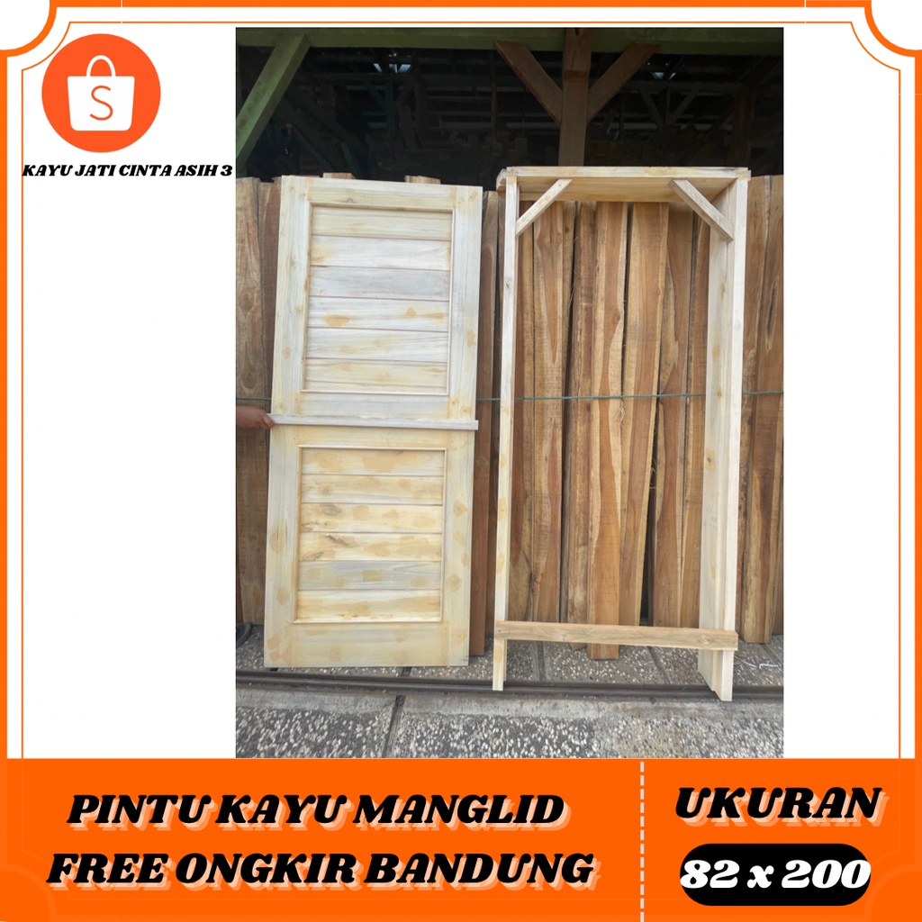 (PROMO) 1 SET PINTU DAN KUSEN MODEL MINIMALIS KAYU MANGLID