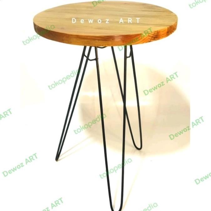Meja Teras 1 Set - Meja Bangku Cafe Unik - Meja Kursi Kayu Rangka Besi Axiatara