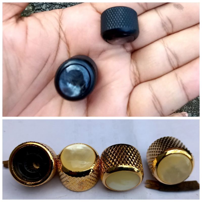 KNOB VOLUME TONE POTENSIO POTENSIOMETER GITAR BASS KNOP GOLD