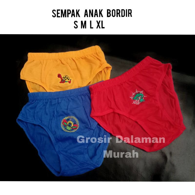 1 Lusin / 6 Pcs Sempak Anak , Cd Anak Laki Laki Bordir , Celana Dalam Anak Laki Laki