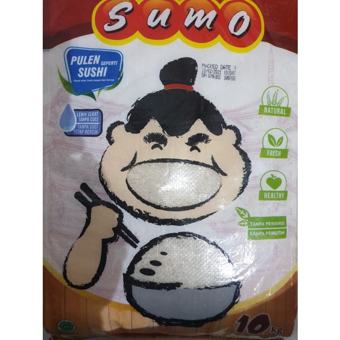 

Beras Merk Sumo Label Merah ( Pulen Sushi ), 10 Kg/Pack, Beras Premium