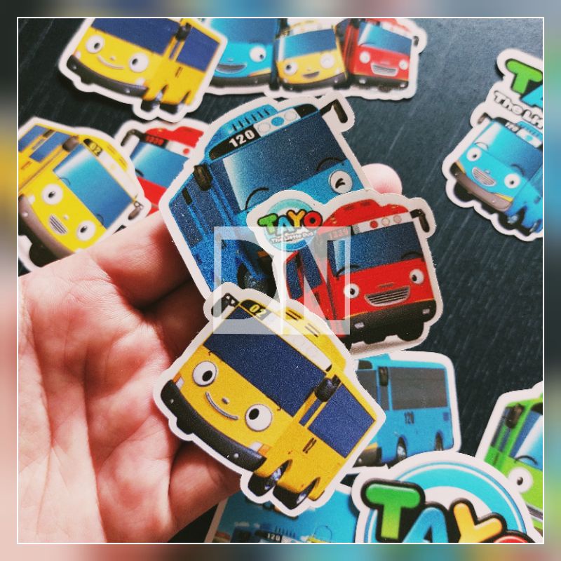 

isi 14 pcs stiker tayo bus sticker glossy karakter kartun tayo bus cute