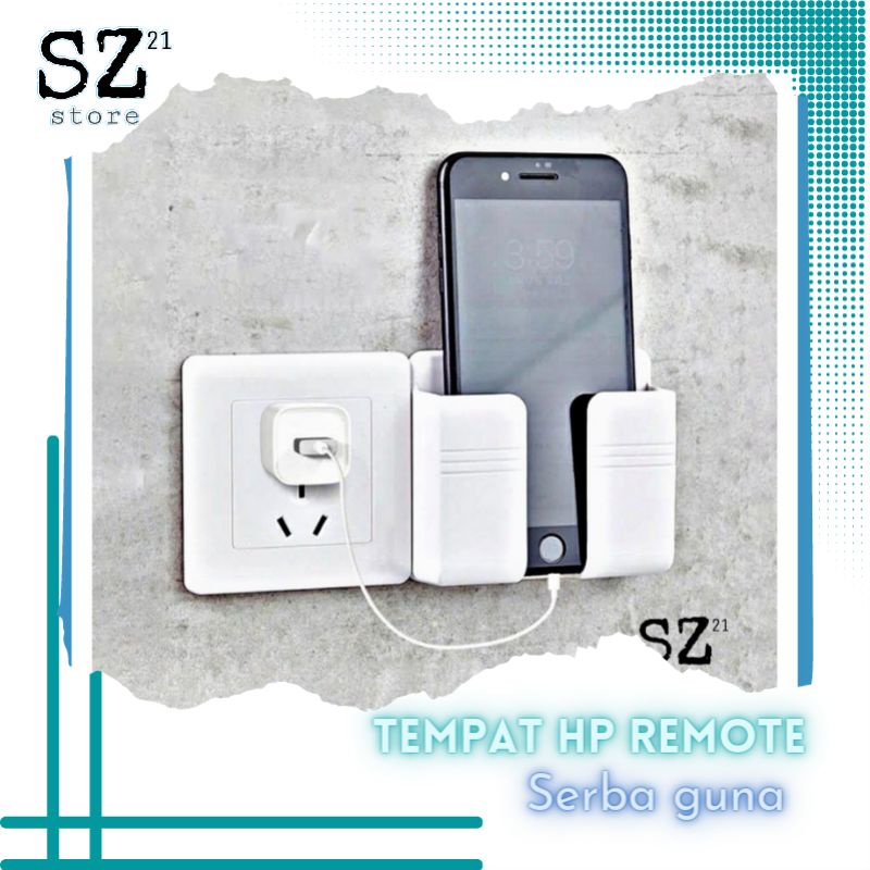 RAK gantung hp charger tempat remote tempel dinding