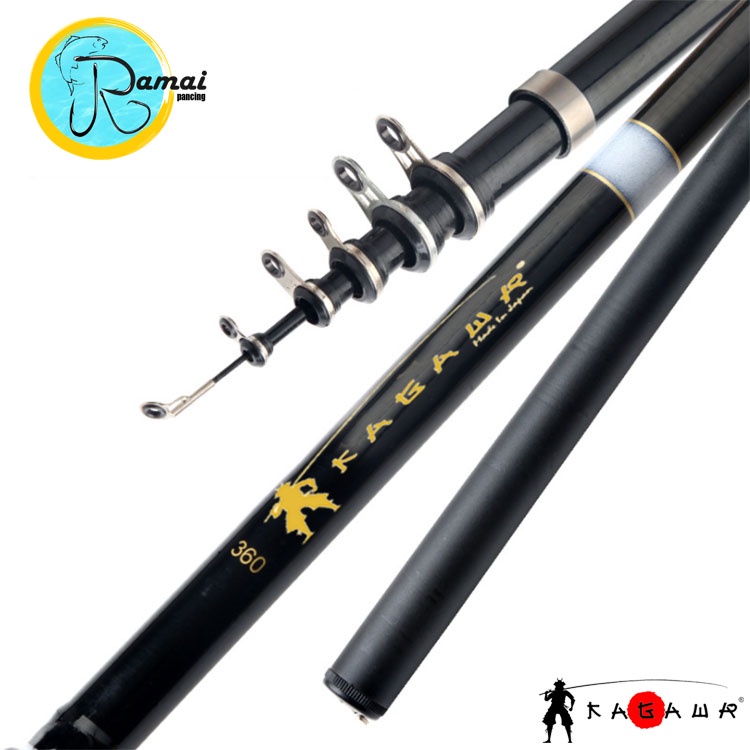 dopemani - joran pancing kolong fiber carbon hitam 270/360/450/540cm kuat lentur