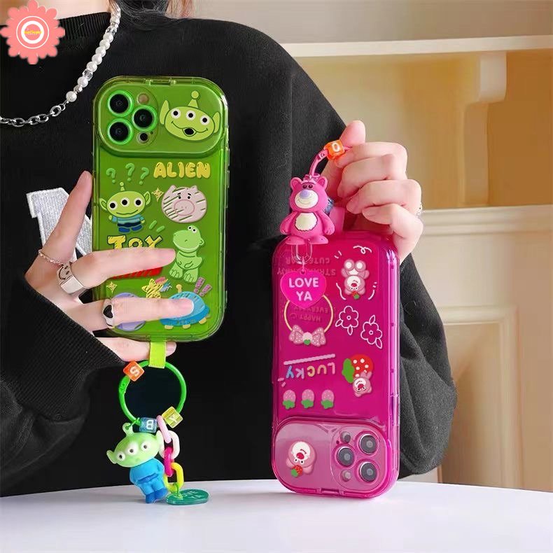 Toy Story Lucu Alien Strawberry Bear Losto Case Untuk Oppo A57 A7 A5s A12 A15 A15s A3s A77 A11K A53 A9 A5 A31 A33 2020 A35 A77S Flip Make Up Mirror Soft Back Cover Case