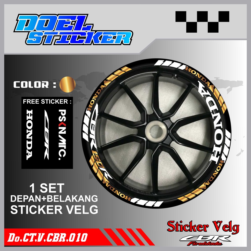 Stiker Cutting Velg CBR 150 Racing Lis List Variasi Custom Set Depan Belakang Doel 010