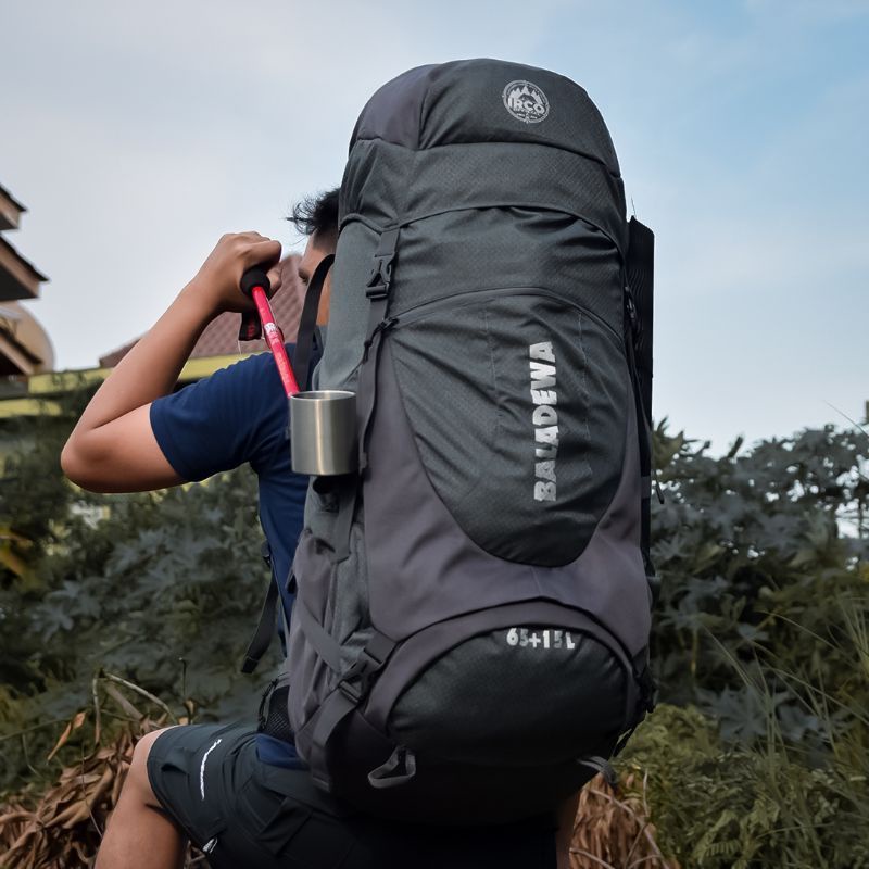 (BAYAR DITEMPAT) CARRIER TERBARU BALADEWA 65+10L 75L INCLUDE RAINCOVER IRCO OFFICIAL NEW ORIGINAL