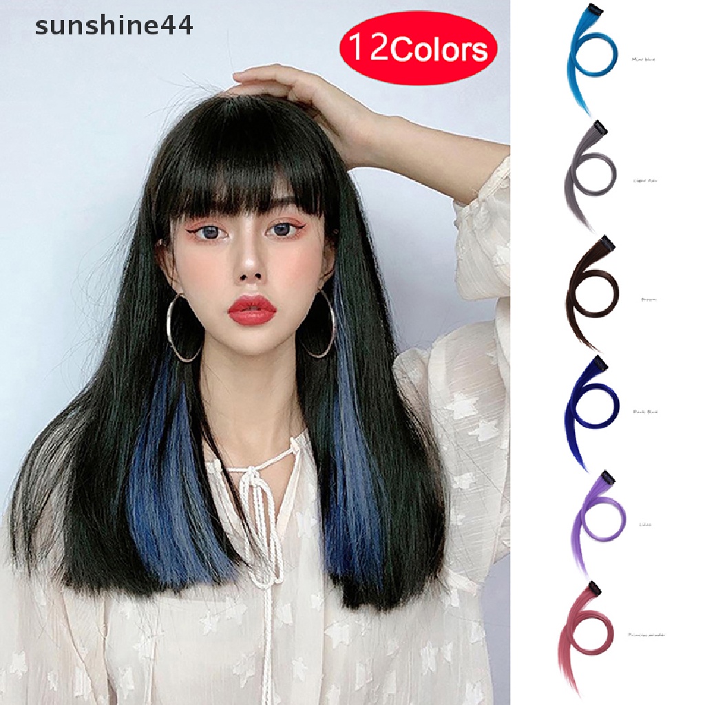 Sunshine Wig / Rambut Palsu Wanita Model Panjang Lurus + Poni Warna Gradasi