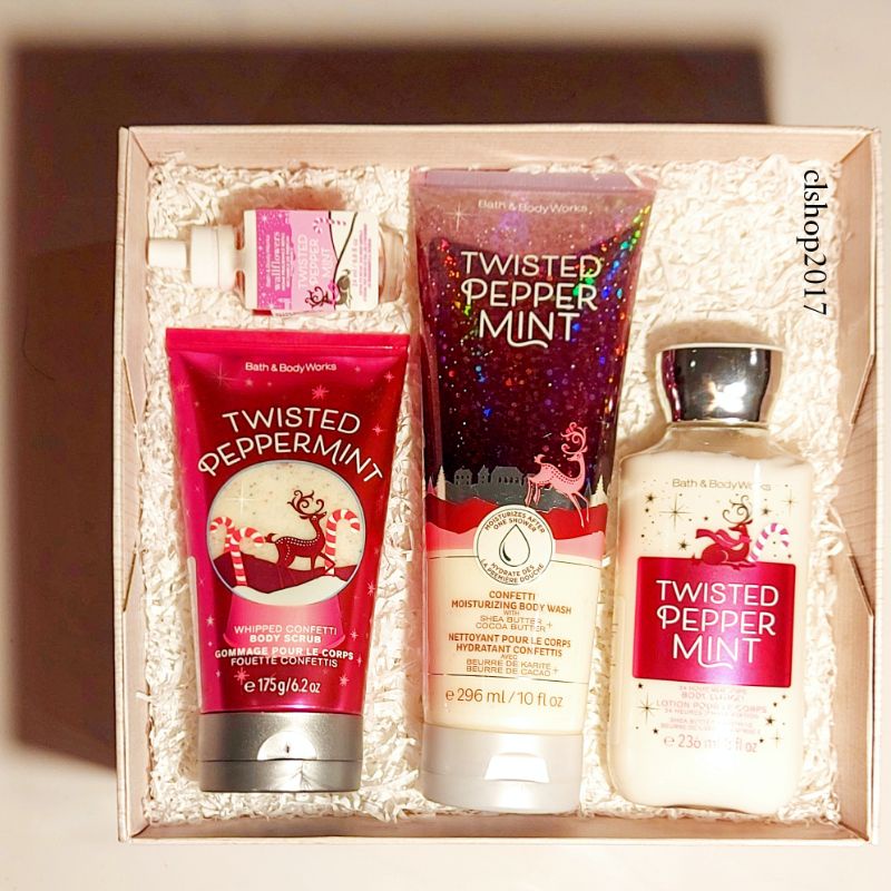 BBW TWISTED PEPPERMINT GIFT SET PAKET BATH &amp; BODY WORKS