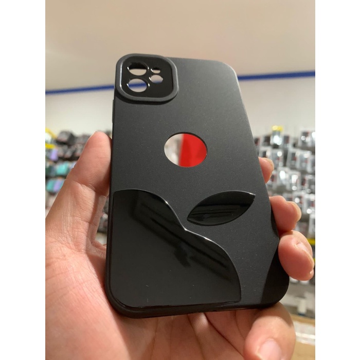 APEL HOLE SoftCase Black iPhone X/XR/Xs Max/11/11Pro/12 Pro/12 Pro Max Logo Glossy Timbul