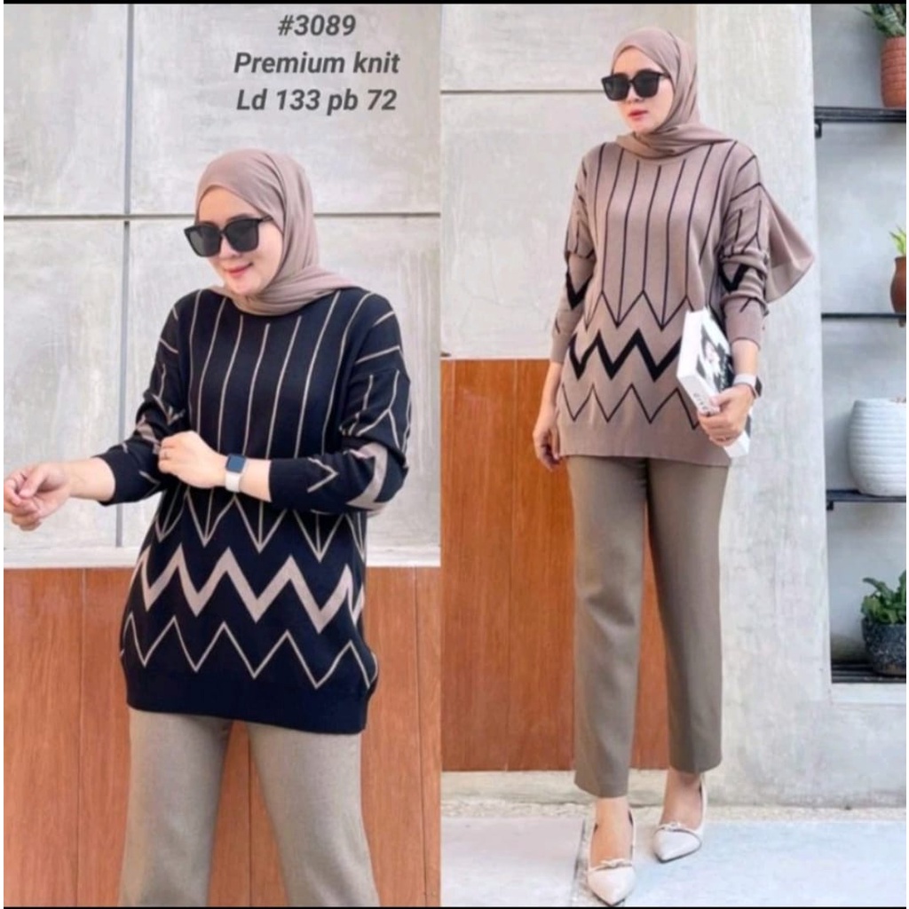 atasan blus bigsize wanita jumbo sweater rajutan import
