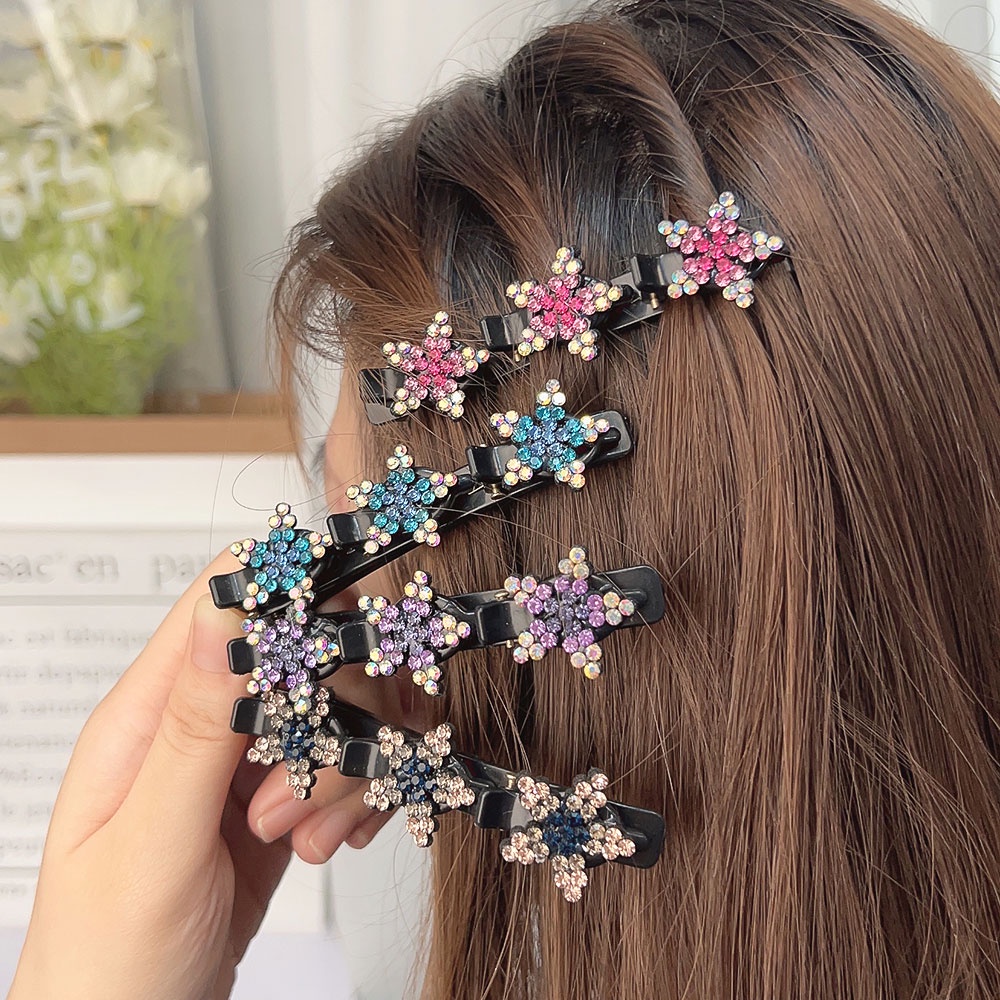 Side Bangs Clip Sweet Pearl Flower Braid Hairpins Elegant Tooth-shaped Popular Hair Claw Flower Braided Simple Headwear Hair Clips Vintage for Women Girls