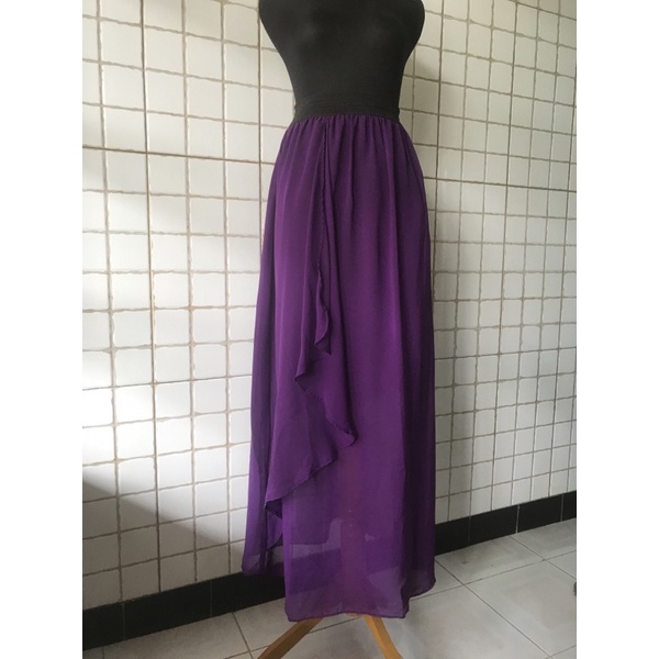 PRELOVED MURAH BISA NEGO rok chiffon/sifon ungu emerald