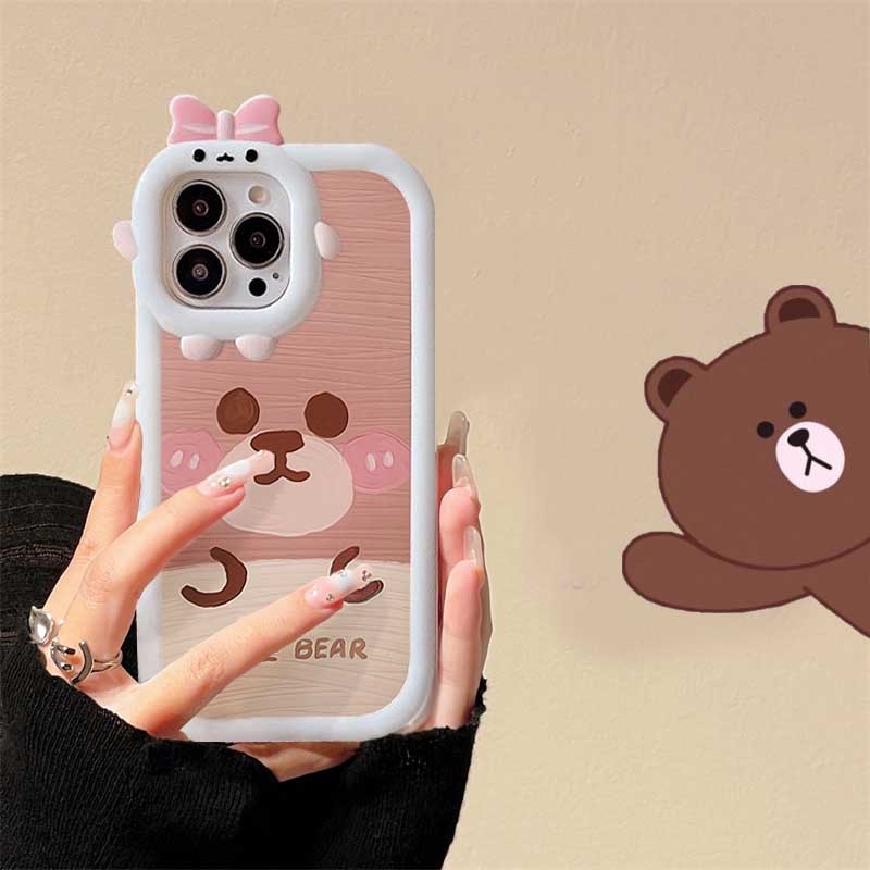 Casing Samsung A14 M14 A04 A04S A13 A03S A23 A22 A21S A12 A02S A11 A51 A30 A50 A52 A20S A10S M12 A32 4G Motif Brown Bear