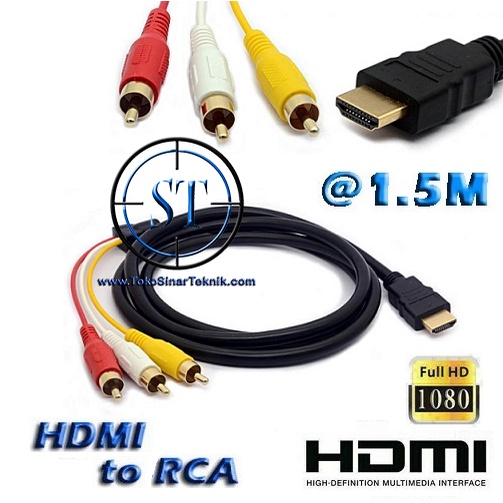 Kabel HDMI to RCA 3 Pin @1.5M ( to Audio Video Cable )