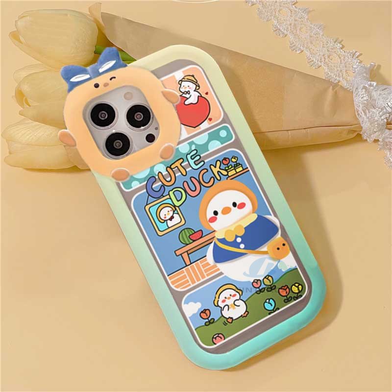 Case Desain Kartun Bebek Monster Untuk IPhone 14 Pro Max 13 Pro Max 11 12 Xr XS 6 6S 7 8 Plus