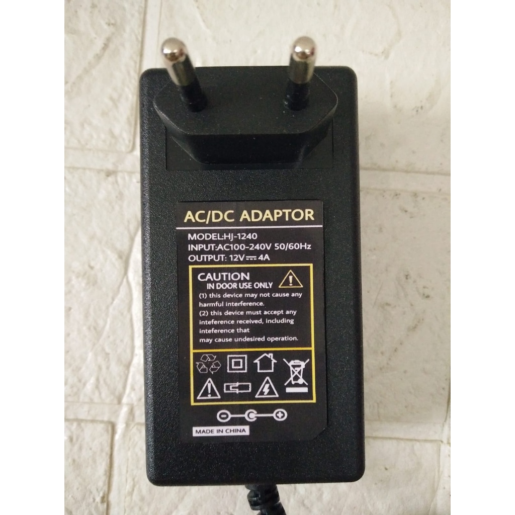 AC/DC ADAPTOR 12V 4A model : HJ-1240 Jek DC 5.5mm X 2.1mm - 2.5mm