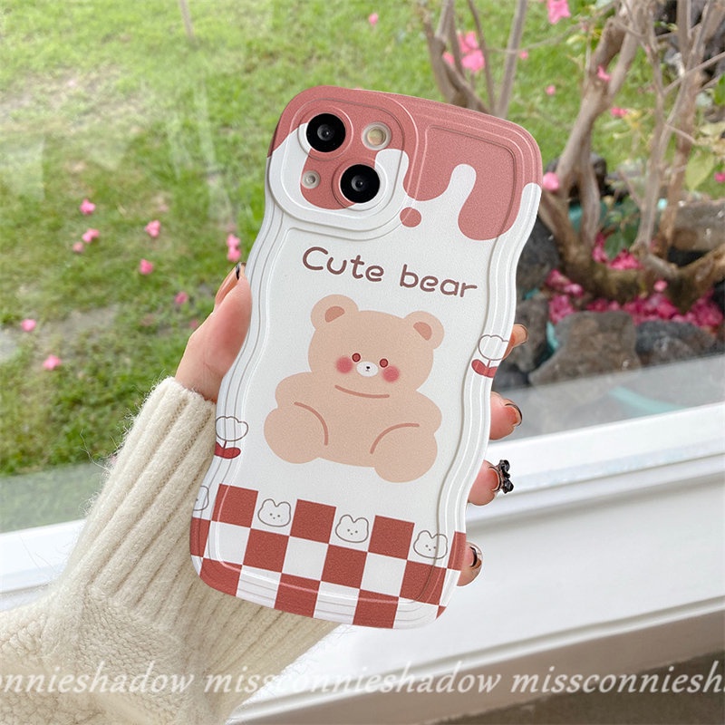 Soft Case Motif Kartun Beruang Untuk OPPO A17 A54 A77 A16 A15 A95 A57 A77s A76 A96 A5s A55 A12 A1K A74 A31 A16K A16E A9 A5 2020 A3s A7 A53 A7 A52 A35 4s F92 A16 Case Tepi Bergelombang