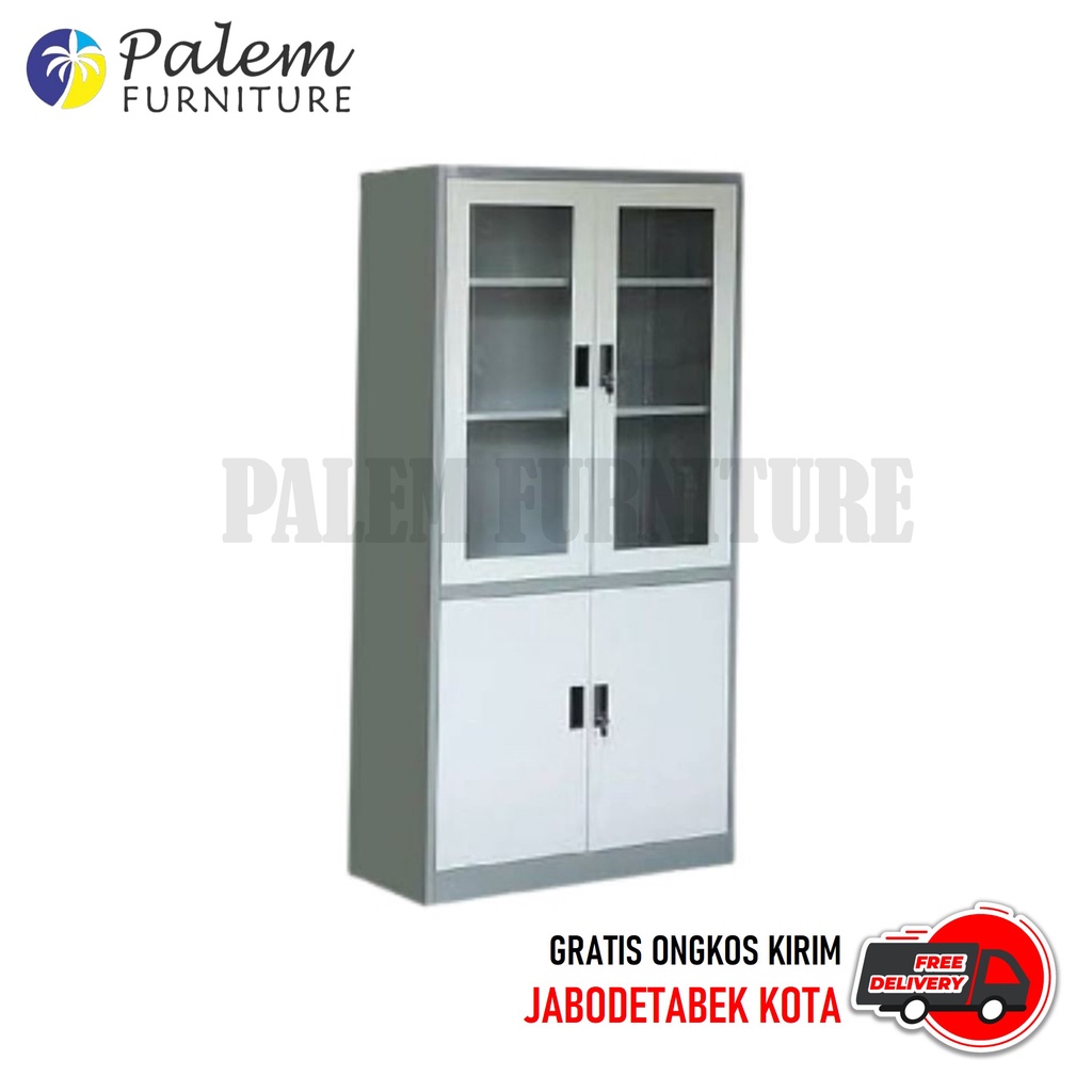 Lemari Besi  Cupboard Besi Lemari Buku Besi 2 Pintu Kaca Swing