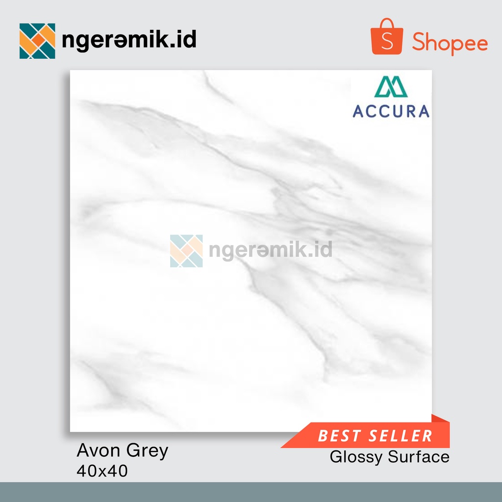 Keramik Lantai 40x40 Mulia Avon Grey 40x40 KW1 / Keramik Lantai Putih Murah / Keramik Lantai Mulia A