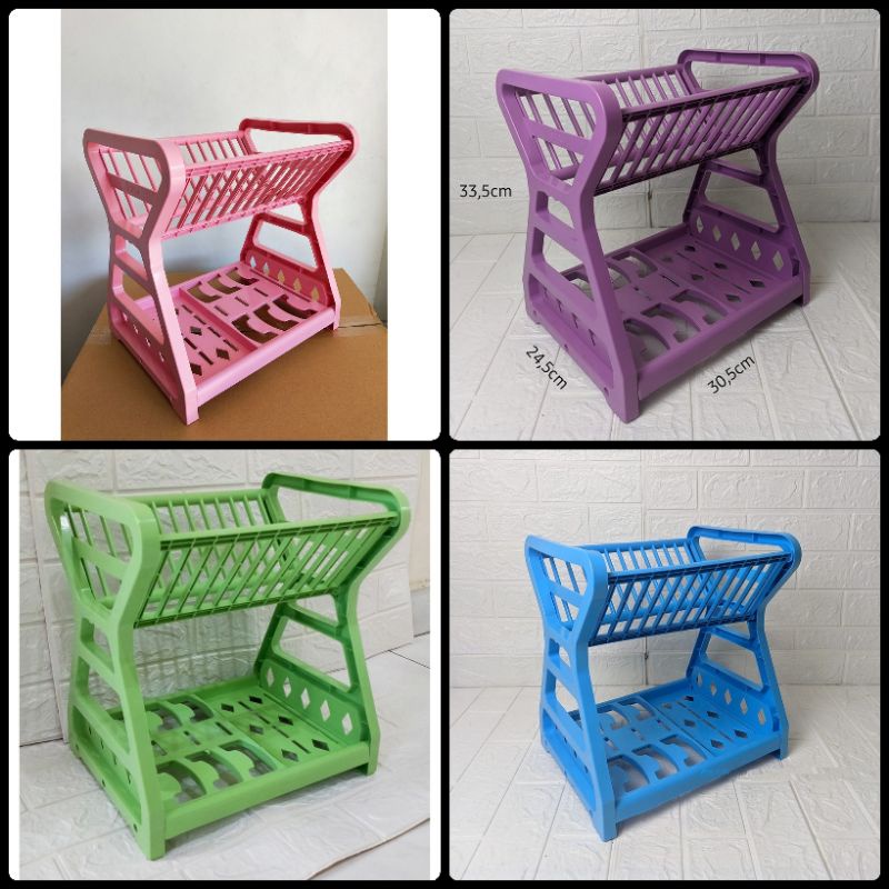 RAK PIRING PLASTIK SUSUN 2 rak alat dapur plastik susun 2 rak peralatan dapur susun 2 rak plastik