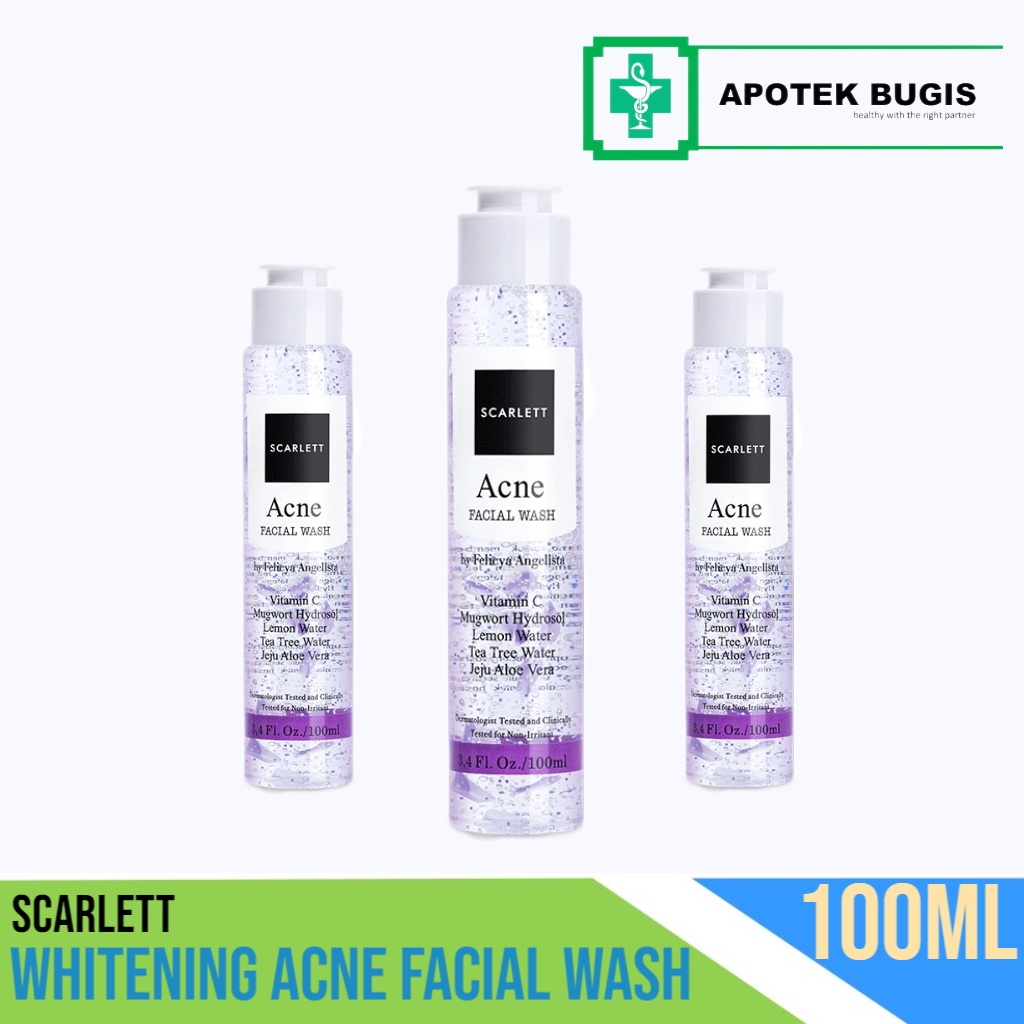 Scarlett Whitening Acne Facial Wash Size 100 ml Sabun Wajah Jerawat