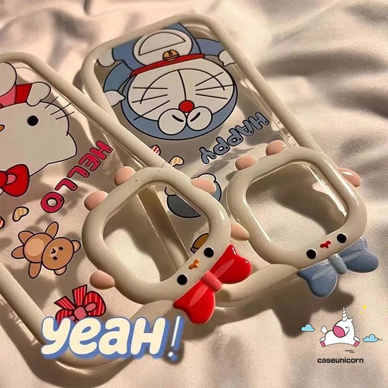 Casing Kartun Doraemon Case Mi 11Lite Redmi9 9A 10 9T 10A 10C A1+9C NFC Redmi Note8 9 11 11Pro+10 11s 10Pro POCO M3 X3 NFC Pro Cute Hello Kitty 3D Bow Monster Lens Soft Case