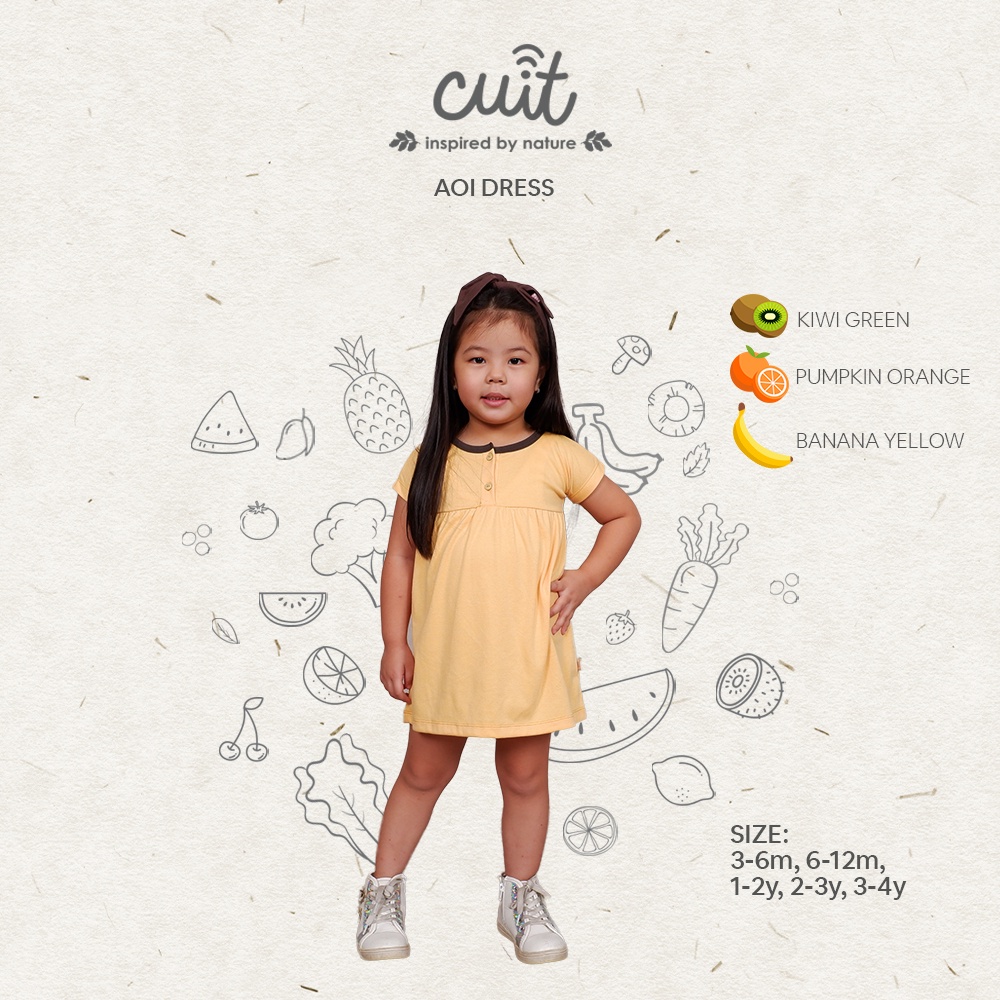 CUIT Baby 3 Bulan - 4 Tahun Aoi Button Dress Anak Perempuan Furutsu Series