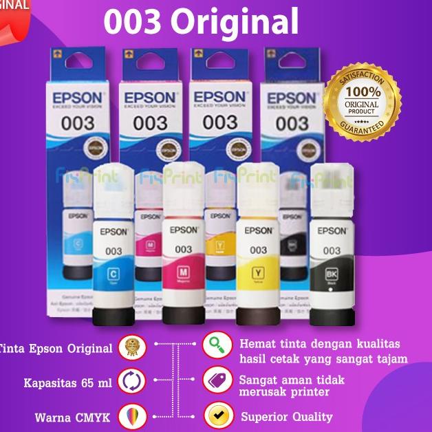 Tinta Refill Epson 003 Ink Printer L1110 L3210 L3110 L3210 L5190 L5290 - TINTA ORIGINAL, Hitam