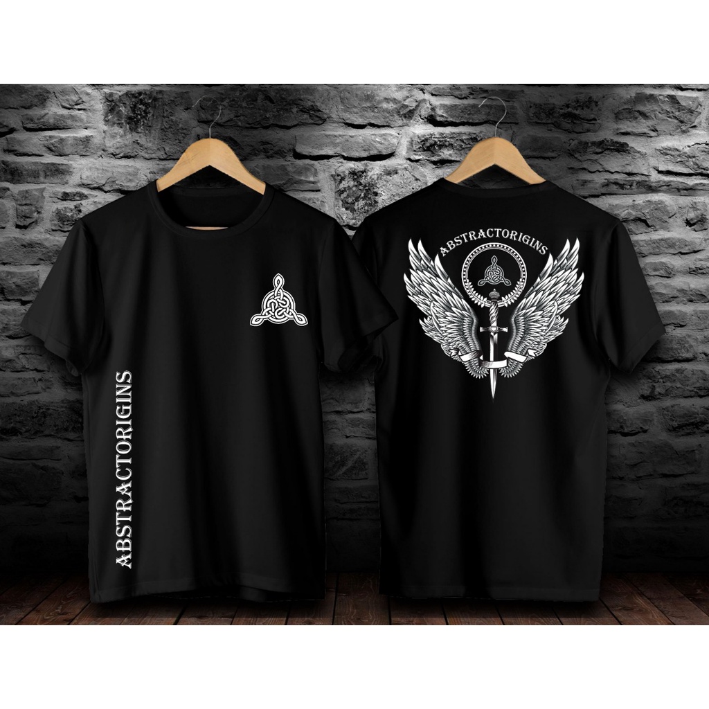 Kaos Tshirt Pria Abstrack Origin Sayap Hitam Distro Lengan Pendek Motif Sablon Bergambar Keren Baju Kaos Viral Baju kaos anime