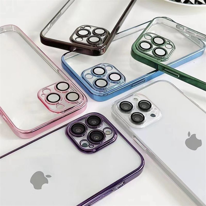 Softcase Casing warna Chrome FJ06 for Iphone 7 8 7+ 8+ X Xs Xr Max 11 12 13 14 14+ Plus 14Plus Pro Max cover lensa kamera