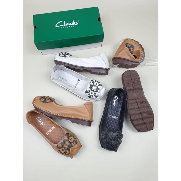 Clarks Flat Flower YC-6028 / Sepatu wanita Clarks / Clarks wanita Flat flower