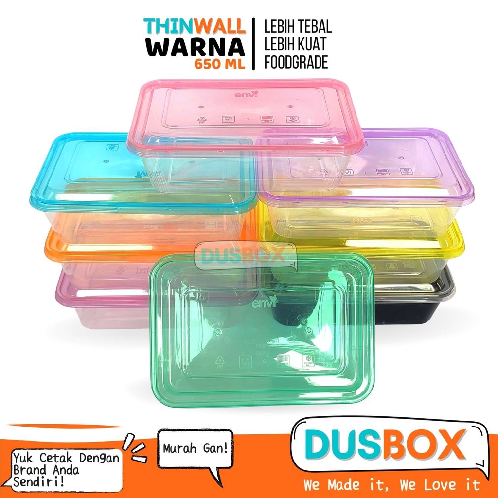 Thinwall 650 ml Warna Premium / Wadah plastik / Lunch Box Plastik / Food Container / Thinwall Specia