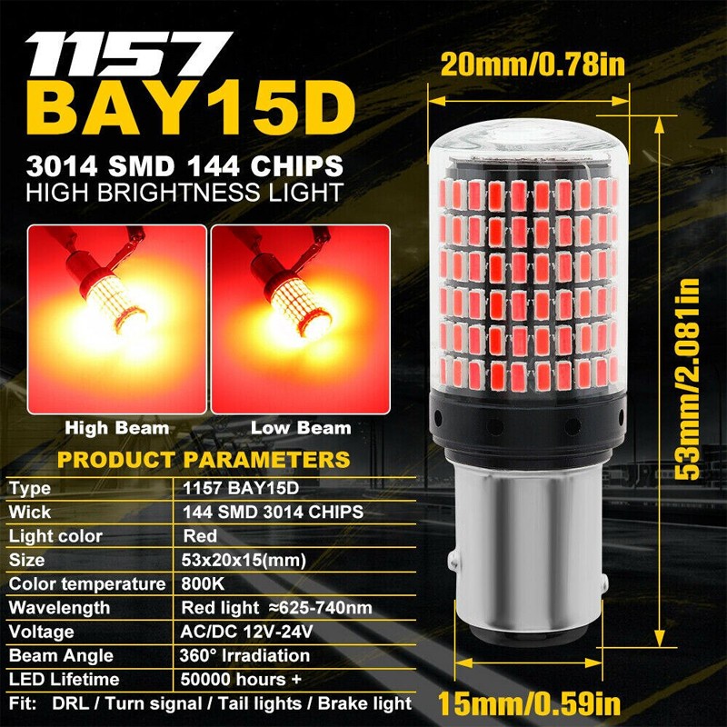 (Harga untuk satu set isi 2, dijual per box) LAMPU LED 144 POINT SMD EYES SOCKET 1157 BAY15D BRAKE LIGHT NON-KEDIP 12-24V