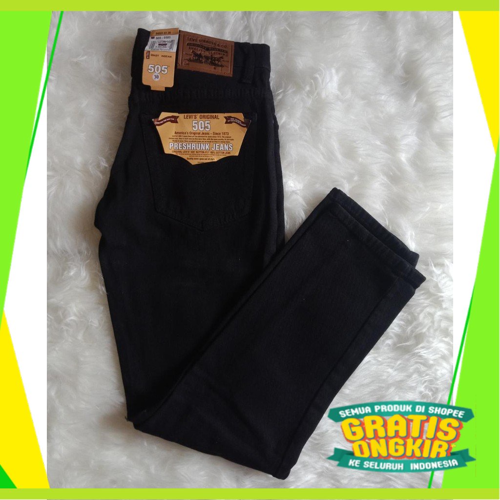 SPESIAL TAHUN BARU NATAL celana panjang pria jeans standar reguler kerja levis 505 hitam / Fredy