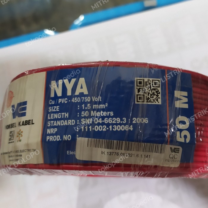 Kabel Nya 1.5Mm Merk Voksel 50 Meter Cod