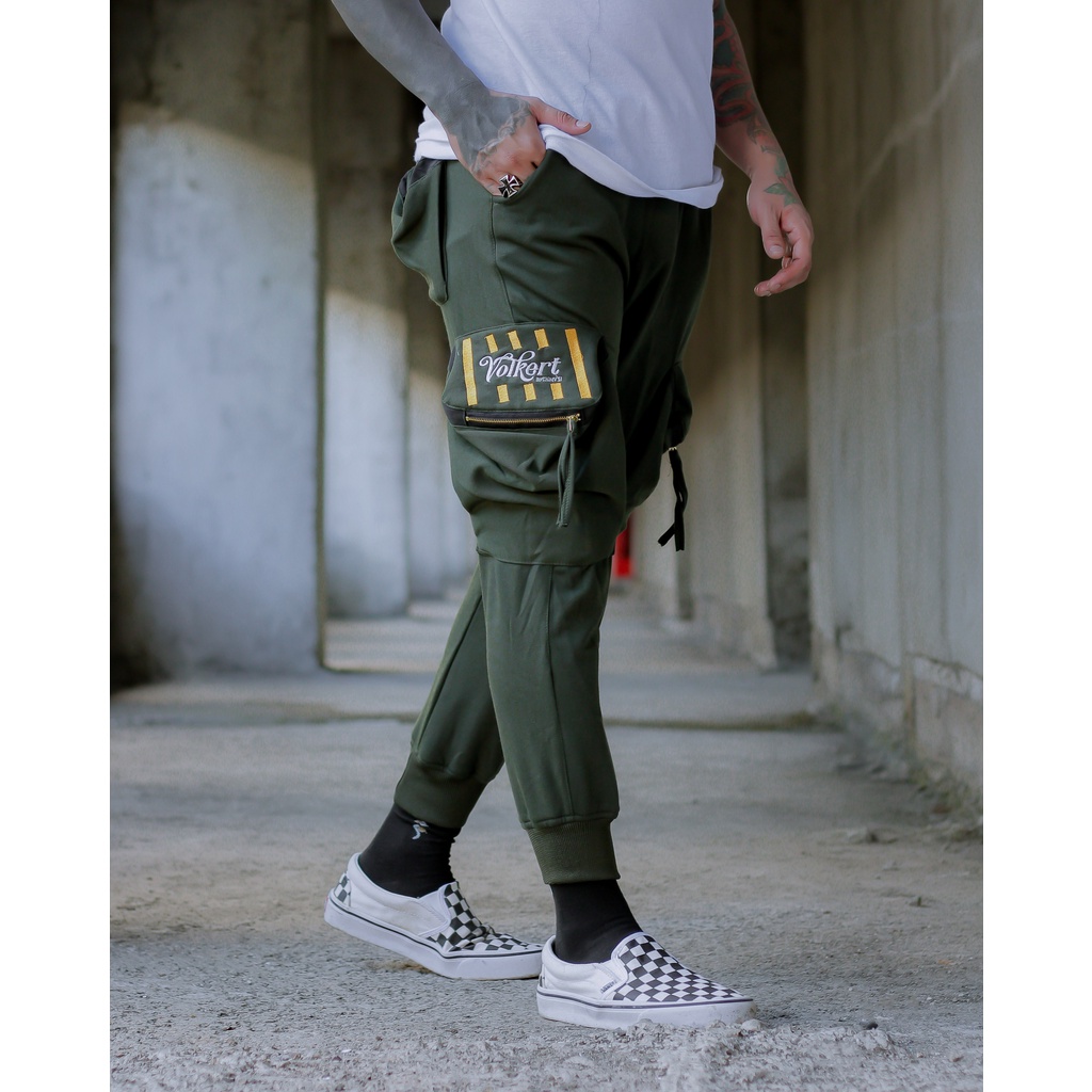 Celana Cargo Joger Pria Pocket Bordir Jogger Pants Tebal Adem BGRS