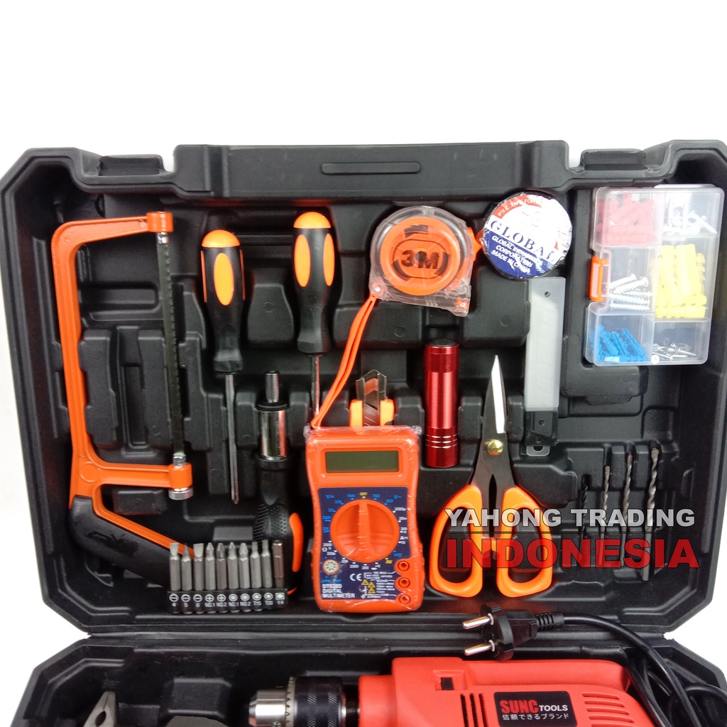 Mesin Bor Impact Drill Listrik 13mm SIMDK06 SET LENGKAP 55 pcs SUNC TOOLS