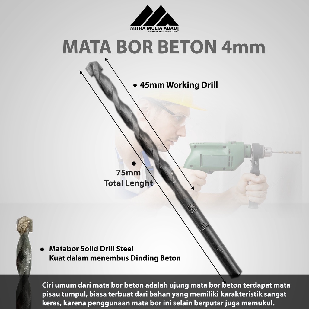 Mata Bor Beton Drill 4mm